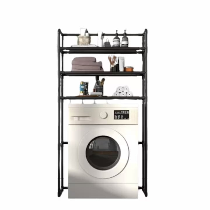 Raft modular Macvi® cu 3 polite pentru deasupra masinii de spalat, 72x25x155 cm, suport depozitare spatiu redus