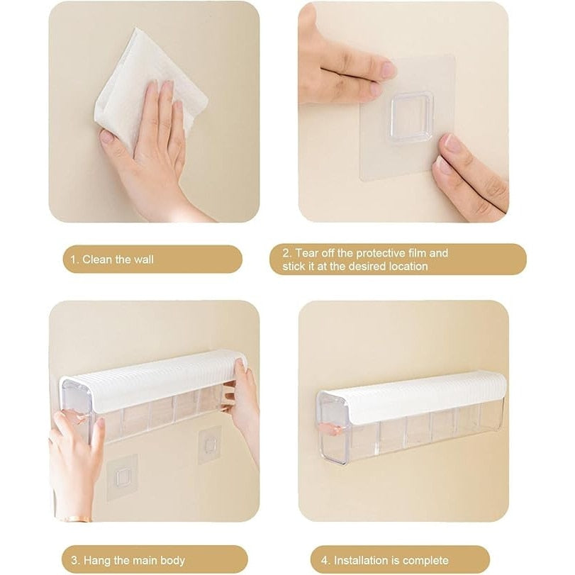 Cutie de Depozitare Macvi® Montata pe Perete cu 6 separatoare, organizator Spatios si Stilat pentru lenejerie, Accesorii si produse de bucatarie