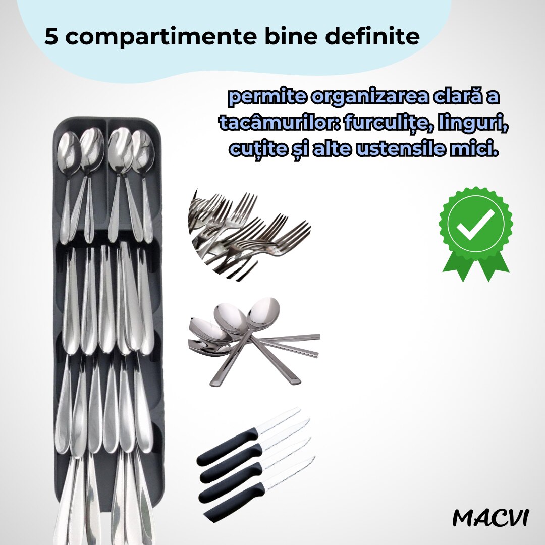 Suport tacamuri Macvi® organizator compact material durabil design modern stabilitate sporita culoare gri